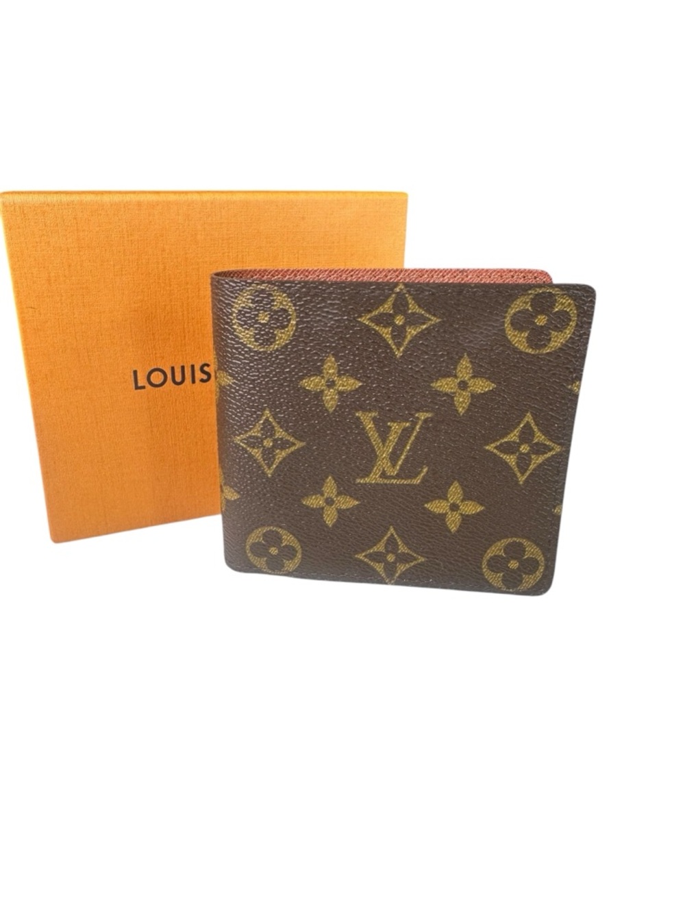 Louis Vuitton Brown Monogram Canvas Money Clip Wallet with Gold Monogram Accents